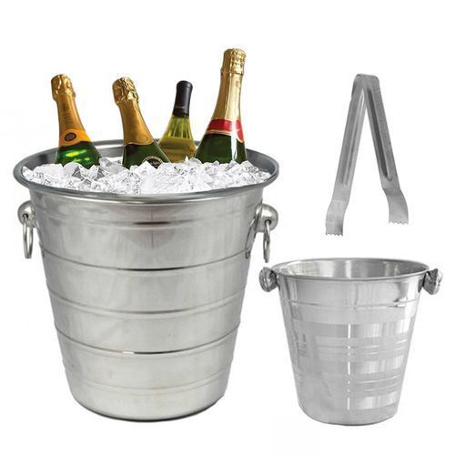 2 Seaux à Champagne + Pince - Argent
