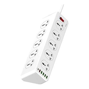 Leadder Multiprise, 10 Prises - 5 ports USB et 1 type C 2500W, Rallonge 2M