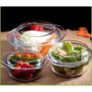 Lot De 3 Casseroles Rondes transparent -bols à micro-ondes