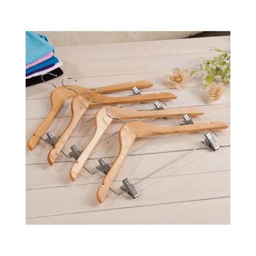 Set De 4 Cintres En Bois Avec Pinces Pour Jupe Et Pantalon