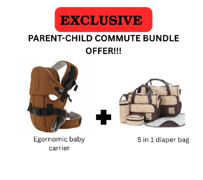 Porte Bébé/Kangourou + Sac langer 4 pièces - Marron