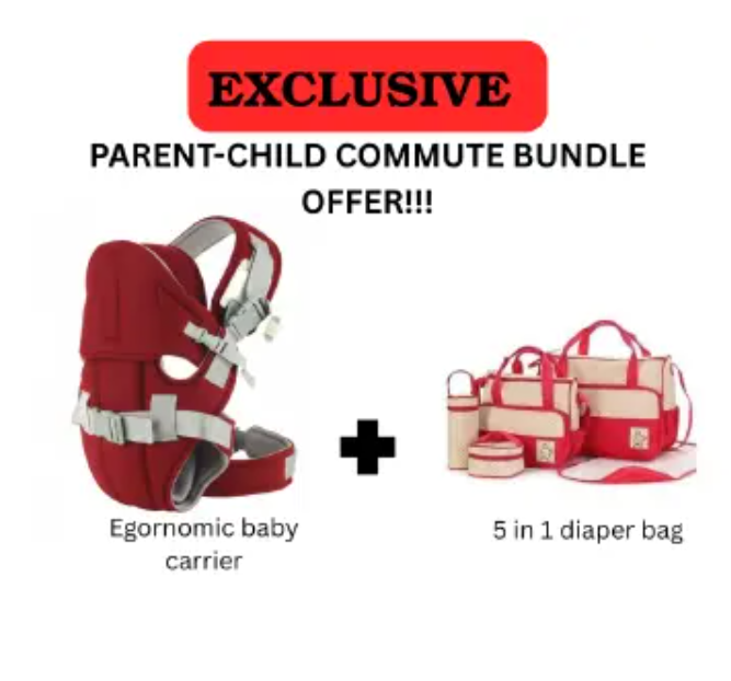 Porte Bébé/Kangourou + Sac langer 4 pièces - Rouge