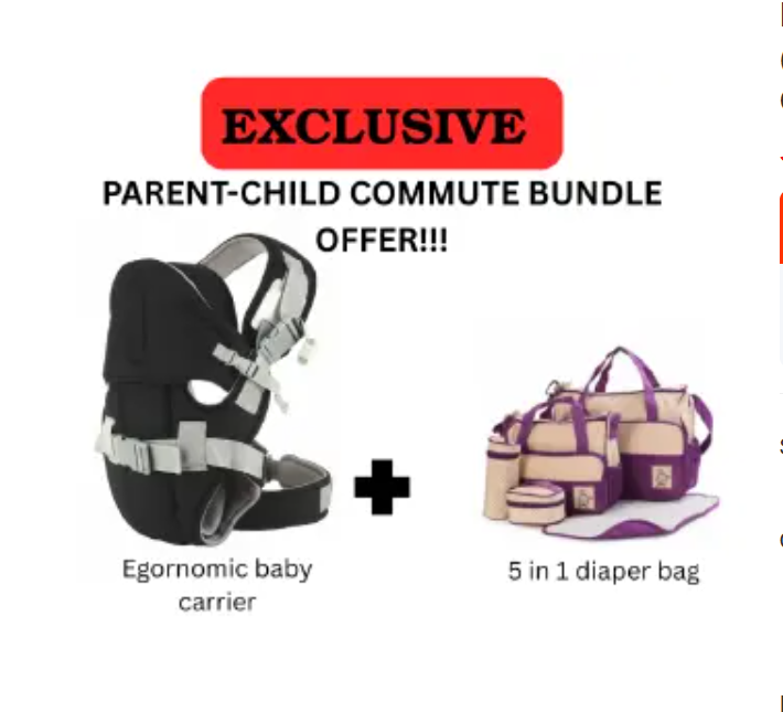 Porte Bébé/Kangourou + Sac langer 4 pièces - Noir/Violet