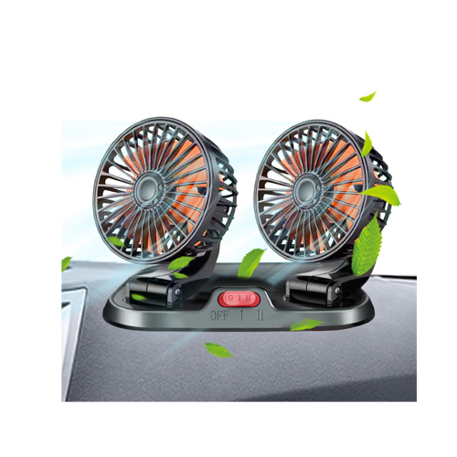 Mini Ventilateur de voiture à double tête avec rotation à 360° et ventilateur électrique - Interface USB