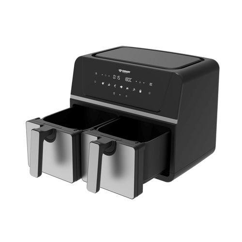 Air Fryer Double Panier Smart 9L Digital (STPE-887W) – 1700W, Sans Huile (80% de Gras en Moins) - Tactile- Design Élégant Noir / Garantie 3 Mois-1