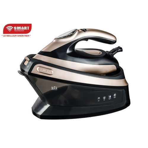 Fer À Repasser Centrale Vapeur 2400W -1.5L, Écran LED, Anti-Calcaire &amp; Arrêt Automatique - STPFR-5106B- Noir &amp; Beige (Garantie 3 Mois)