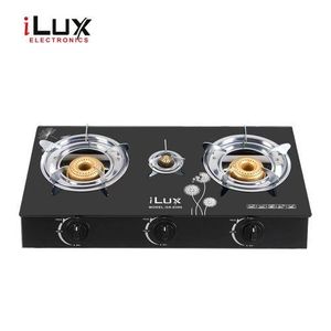 Ilux Cuisinière à Gaz - Allumage Automatique - Réchaud Vitré - GS-8300 - 3 Feux - Noir