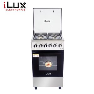 Ilux Cuisinière - Gaz 4 Feux LXG-60SB - Inox//Noir - Garantie 6 Mois