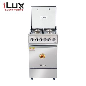 Ilux Cuisinière - Gaz 4 Feux LXG-60SS - Inox//Noir - Garantie 6 Mois