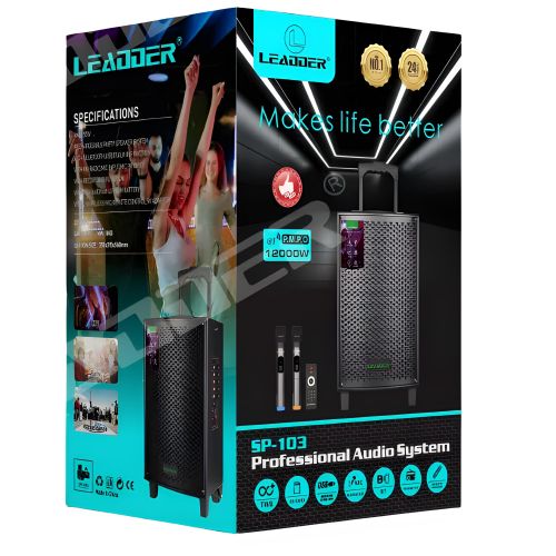 Leadder Enceinte Bluetooth - 2 micros - BT/USB/SD/FM - 40W-1