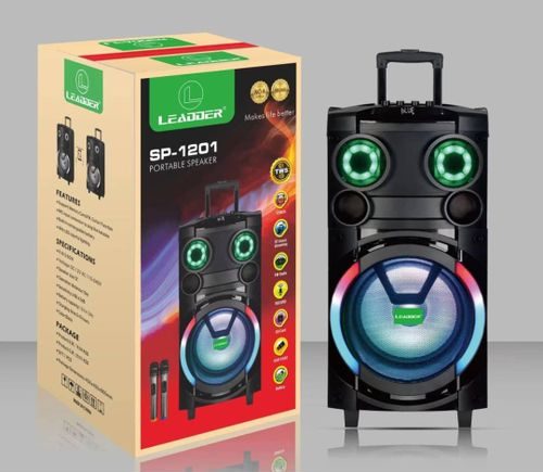 Leadder Grande Enceinte Bluetooth Trolley - 2 micros - SP-1201 - 4500mAH - Noir - 12''
