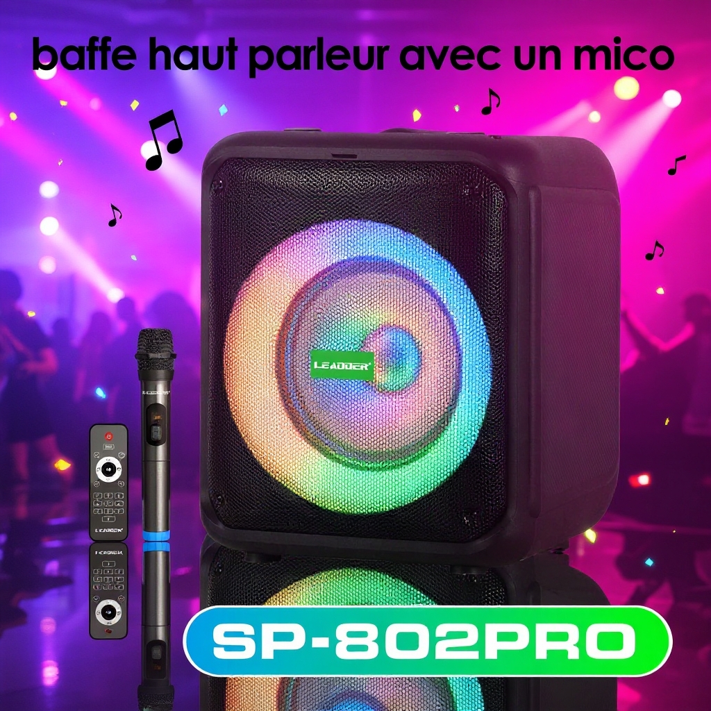 Leadder Puissant Bluetooth Trolley Speaker SP-802PRO- 1 Micro - BT/USB/FM - 40W-3