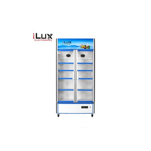 Ilux Refroidisseur Vertical Vitré 2 Portes - ILV553 - 553L - Bleu/Gris - Garantie 6 Mois