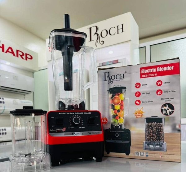 Roch Robot Blenders, Mixeurs avec 2 bocaux - 2400 Watts - 1 Bol - Broyeur Glace Avec Poussoir- Garantie 2 mois