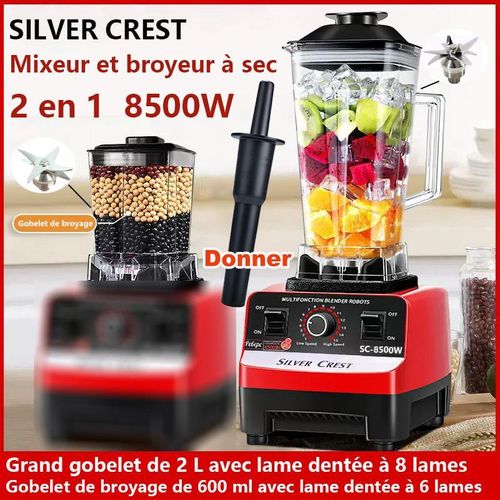 SILVER CREST Robot Blenders, Mixeurs avec 2 bocaux - 8500W- 2.0L 2 En1