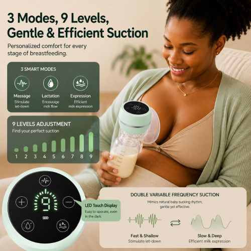 Tire-lait électrique portable addigoes - Silencieux (38 dB), 3 modes, sans BPA, rechargeable par USB-C, 180 ml - Rose-2