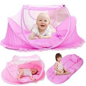 Lit Tente Pour Bébé Avec Matelas Et Moustiquaire- Rose