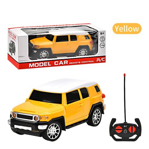 Voiture miniature , 24 cm, télécommandée, à piles, échelle 1:16, phares, rotation à 360° - Jaune