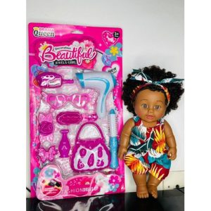 Poupée Noire Africaine 30cm Avec Accessoires