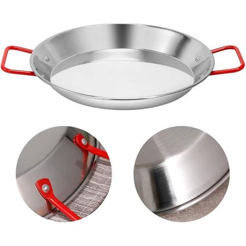 2PCS Poêle à Paella En Acier Inoxydable, Design Ergonomique à Large Oreille, Durable, Processus De Dessin De Surface, Polissage Fin, Facile à Nettoyer