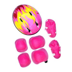 Casque et protège genoux et coude pour enfant de 3 à 8 ans - rose