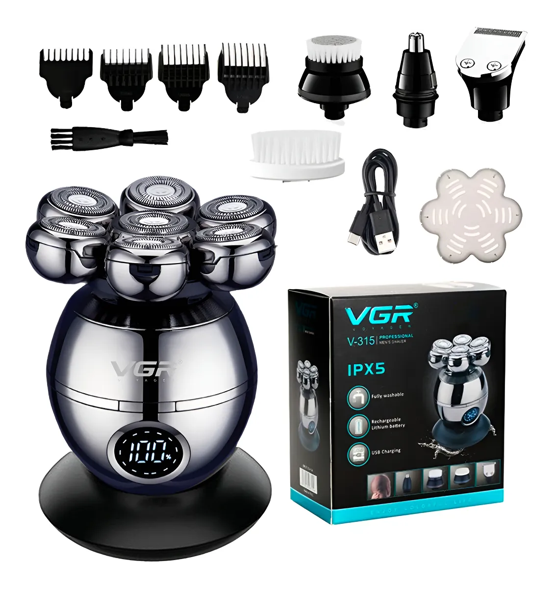 Rasoir rechargeable rasoir rotatif étanche, tondeuse à barbe, tondeuse nez, rasoir électrique pour hommes