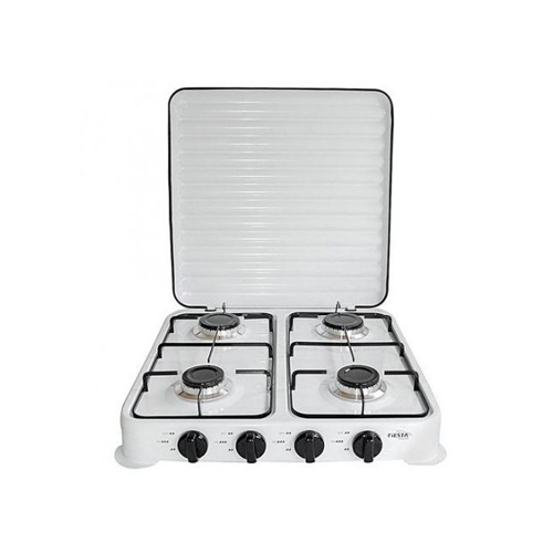 campus Cuisinière De Table 4 Feux Avec Couvercle Strié En Inox - Blanc