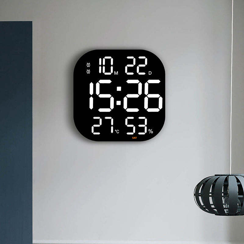 Horloge Murale Numérique LED Télécommande – Température – Date – Semaine – Affichage Luminosité réglable Réveils