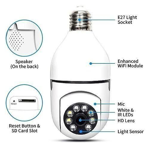Caméra à Ampoule WiFi Sans Fil Sécurité Domestique Intelligente IR Nuit-3