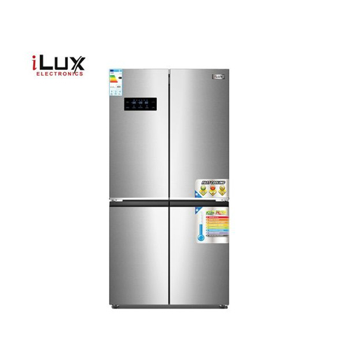 Ilux Réfrigérateur Américain 4 Battants - No Frost - ILFA595 - 595 L - Gris - 6 Mois Garantie