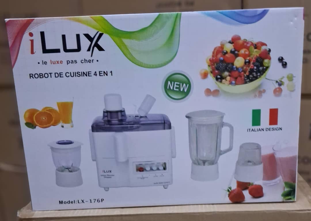 Ilux Robot De Cuisine 4 en 1 - Extracteur / Mixeur / Hachoir / Moulin - 350 W - 2 Vitesses-1