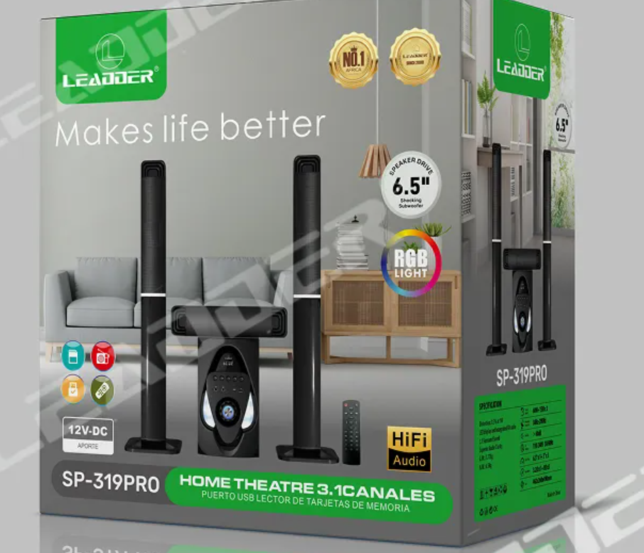 Leadder Home Cinéma SP-319pro Bluetooth/AUX/AC-DC/Usb/Card - 105W-1