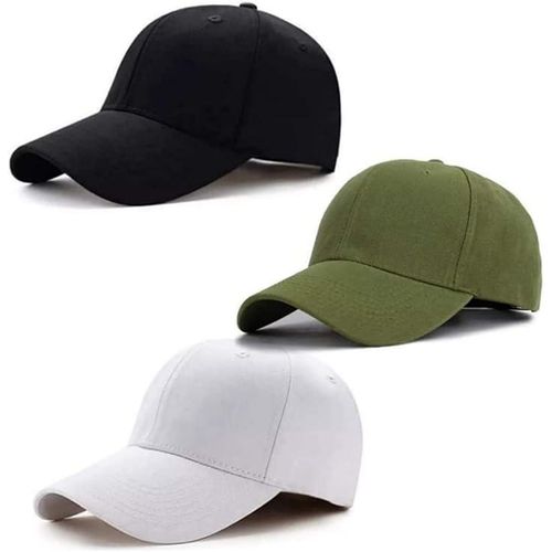 Lot de 3 casquettes de sport (noir, blanc, olive)