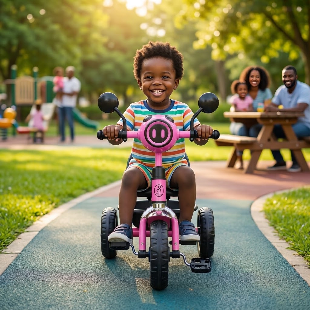 Vélo Tricycle pour enfants 1 à 3 ans Avec musique et lumière – Rose