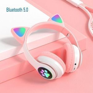 Casque Bluetooth Avec Oreilles De Chat - Rose