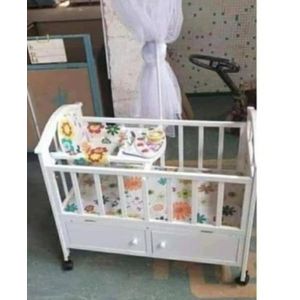 Lit Berceau Bébé Évolutif en Bois avec Rangement Intégré - Blanc