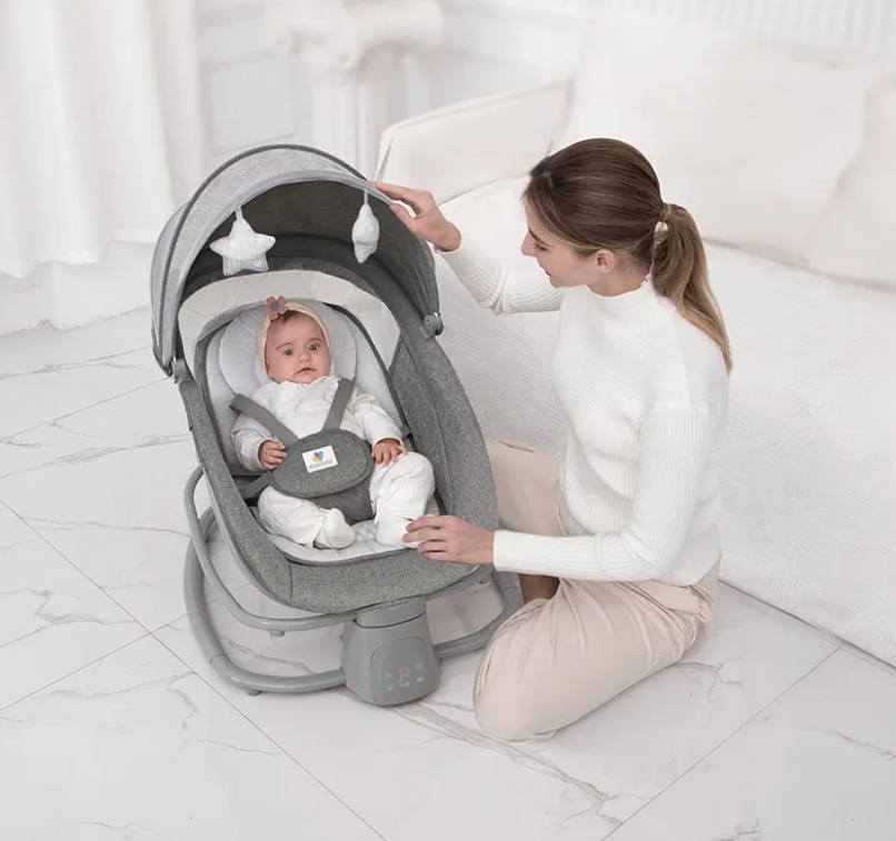 Mastela Balançoire électrique pour bébé 4en1 – gris