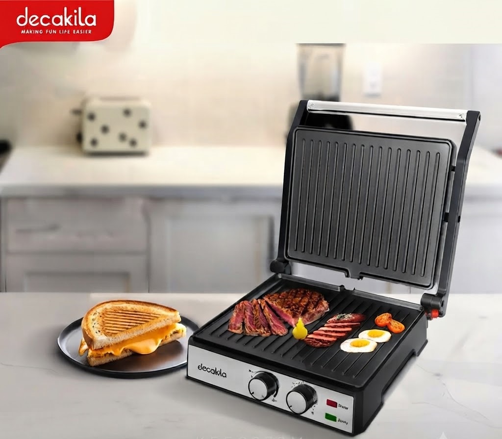 Grill de contact/sandwichs, paninis et autres grillades Decakila - 2000W /290*240mm - KEEC079M