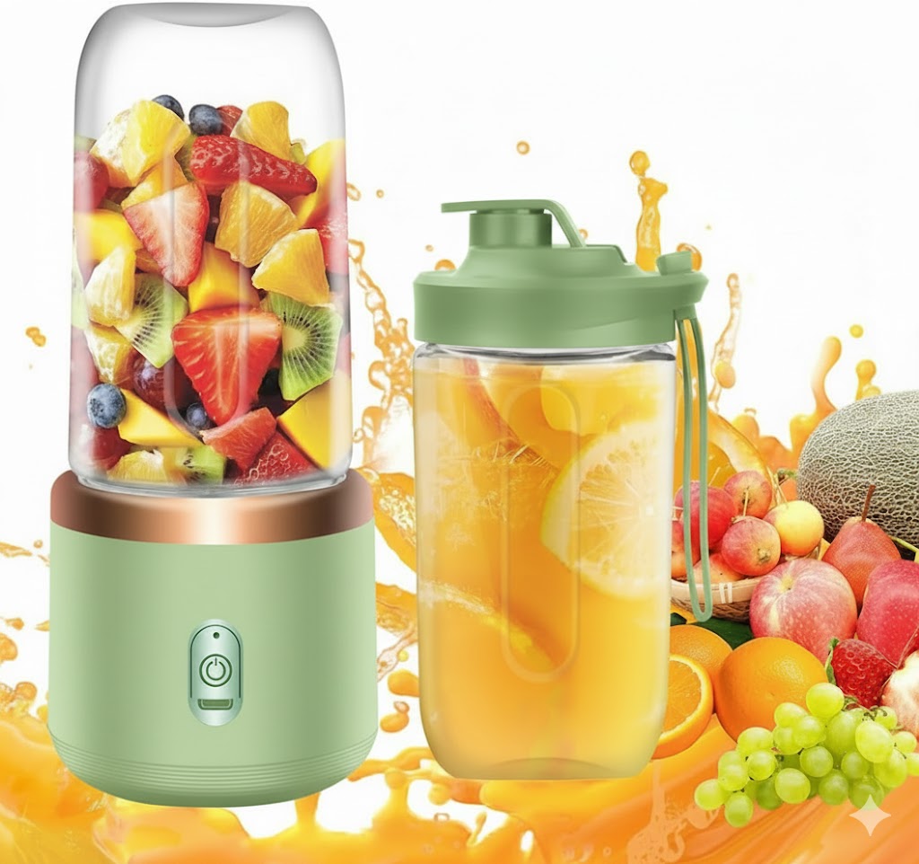 Mixeur à jus portable + tasse - Rechargeable - 400ml - Vert
