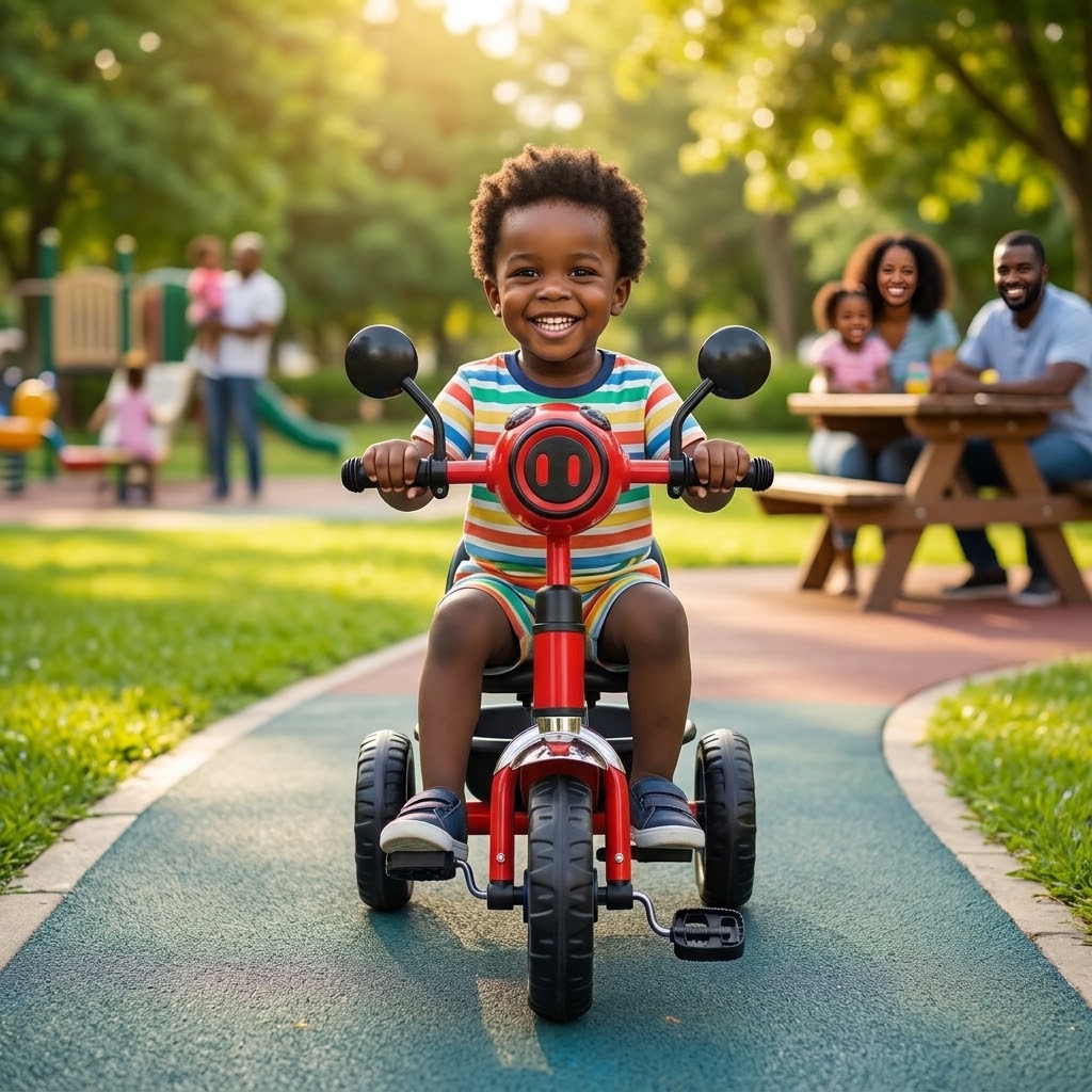 Vélo Tricycle pour enfants 1 à 4 ans Avec musique et lumière – Rouge-1