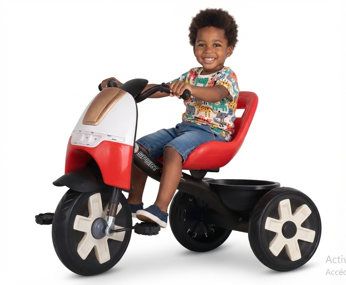 Vélo Tricycle pour enfants 1 à 5 ans Avec musique et lumière – Rouge