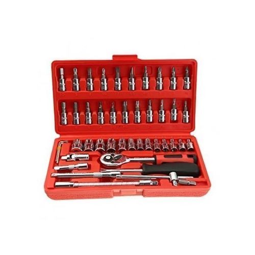 Coffret de 46 clés à cliquet à douilles 1/4" pour la réparation automobile et les travaux ménagers