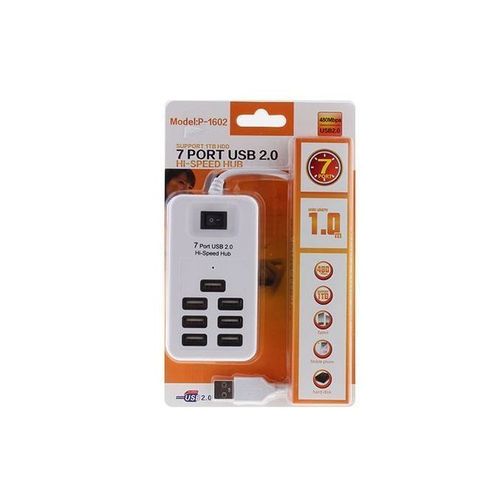 Multiport USB Hub 7 Ports - Interrupteur D’alimentation – Blanc