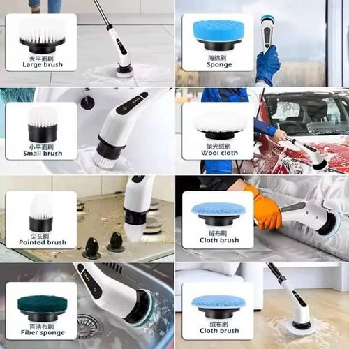 Brosse électrique de nettoyage sans fil 9 en 1, double vitesse avec poignée détachable-4
