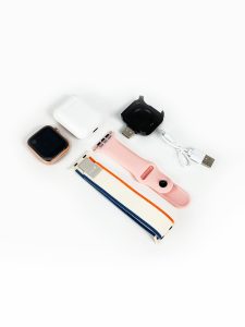 HR8PLUS – montre connectée + écouteurs sans fil 2 en 1 - Rose