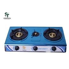 Startech Cuisinière à Gaz automatique- Réchaud 3 Feux - Bleu
