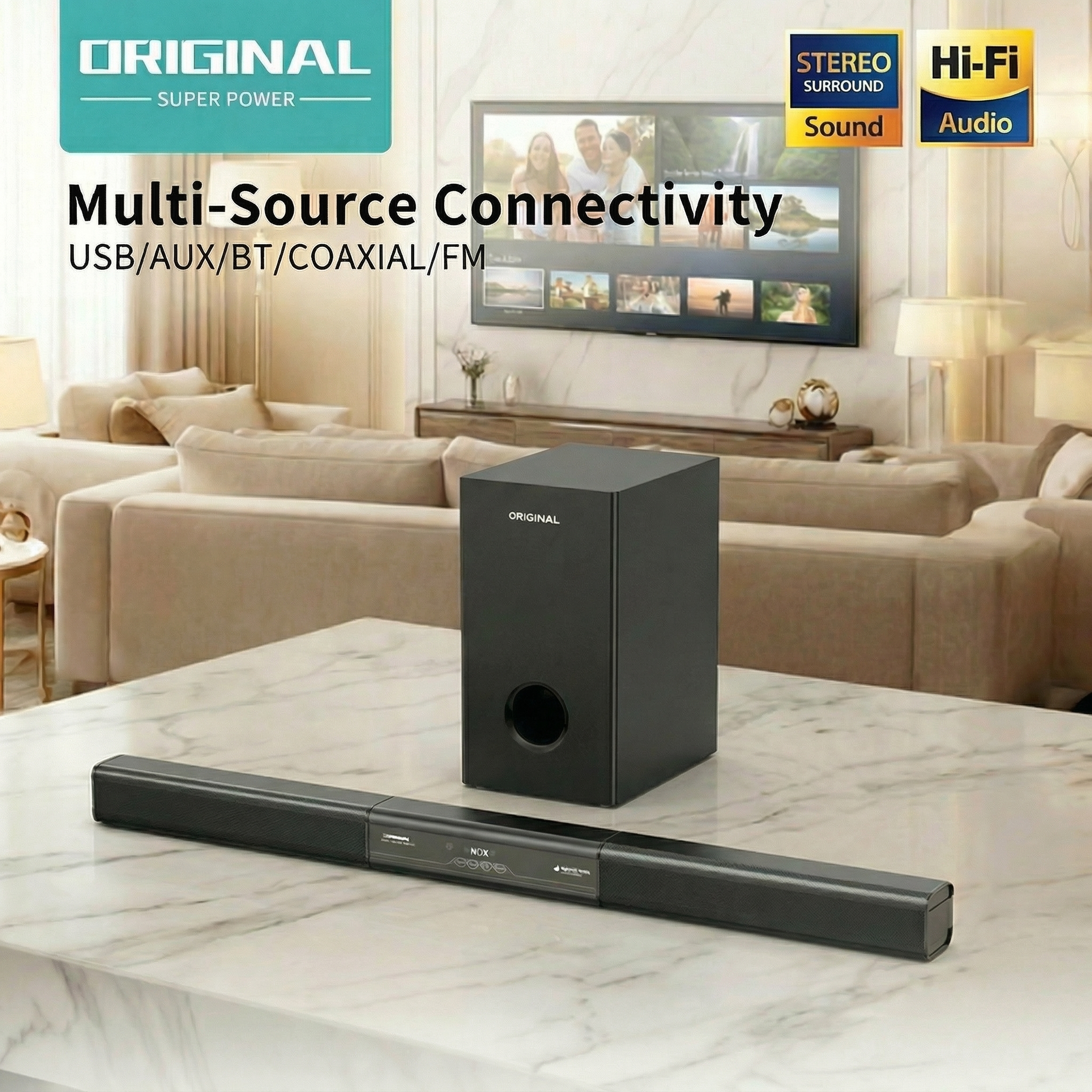 Original Barre De Son Bluetooth/USB/SD/FM- 60W