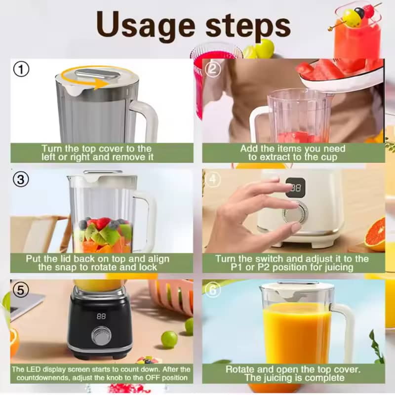 Petit Blender Rechargeable Pour Purée de bébé ou Jus De Fruit Avec Ecran LCD - 600ml - Noir-3
