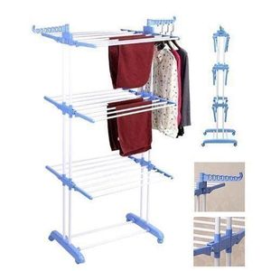 Séchoir A Linge Inox Etendoir Robuste Ailes Pliables 4 Niveaux - Bleu