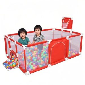 Grand Parc pour Tout-Petits, Parc pour bébé pour Jumeaux, Aire de Jeux de sécurité Pliable avec Tapis et Panier de Basket, clôture de sécurité